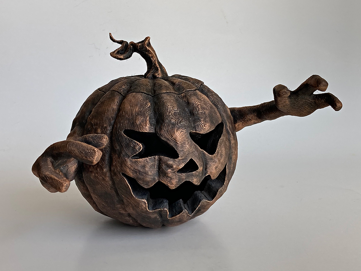 black gold halloween pumpkin sculpture artistic decorative object luxury halloween decor